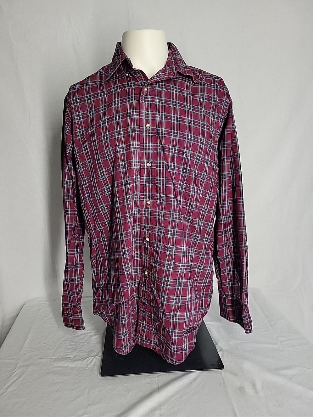 Men's Burgundy Plaid Button-Down Shirt